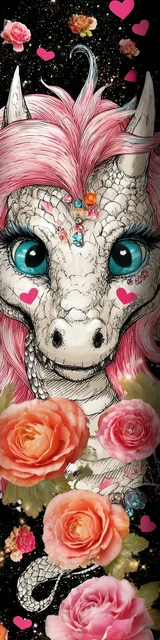 Free dragon bookmark featuring a floral-faced dragon